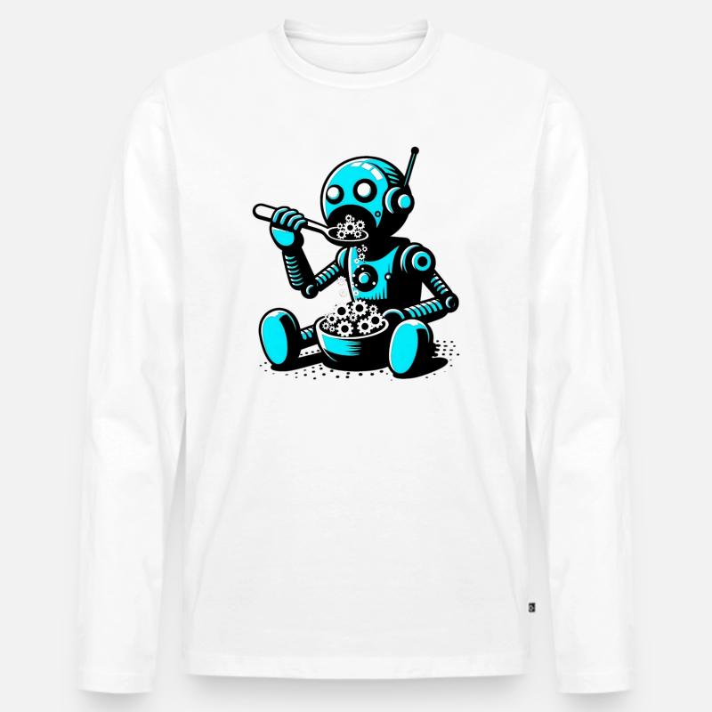 Marsianischer außerirdischer außerirdischer Roboter - Männer Premium Bio Langarmshirt - Weiß