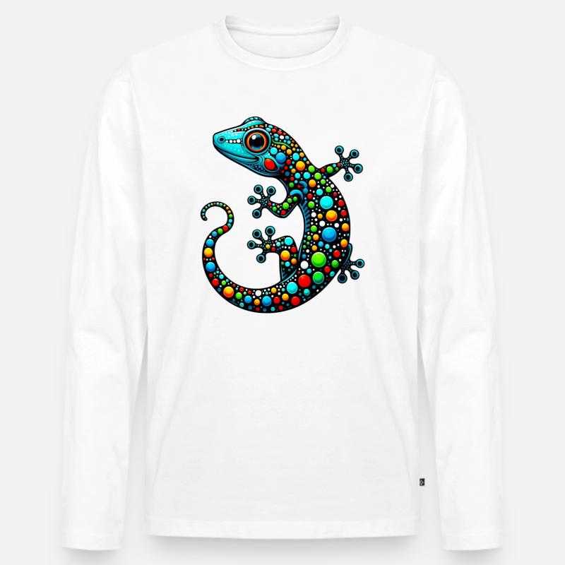 Gecko - Männer Premium Bio Langarmshirt - Weiß