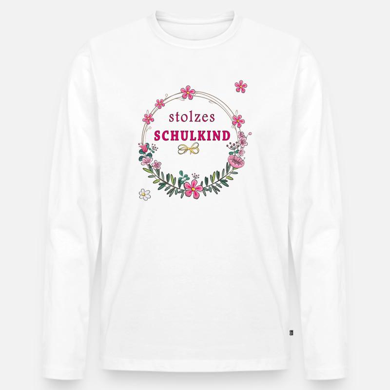 stolzes Schulkind Einschulung - Männer Premium Bio Langarmshirt - Weiß