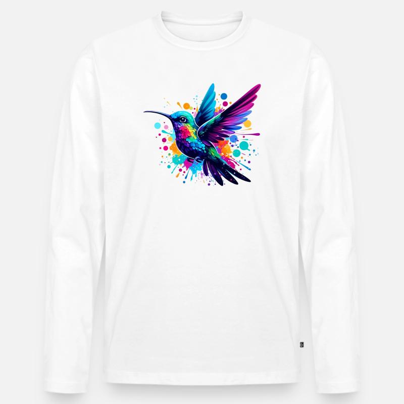Kolibri - Männer Premium Bio Langarmshirt - Weiß