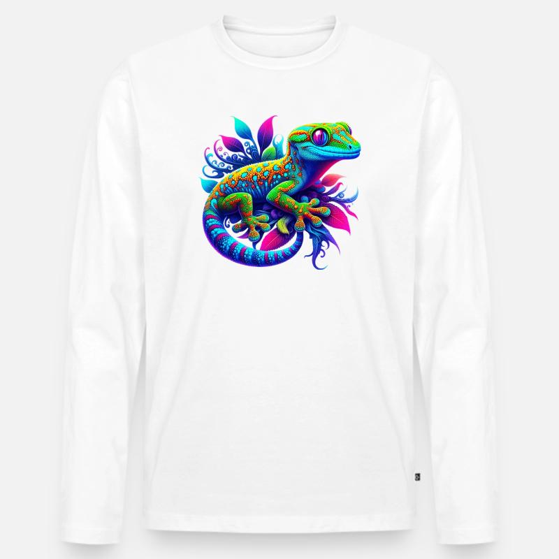 Gecko - Männer Premium Bio Langarmshirt - Weiß