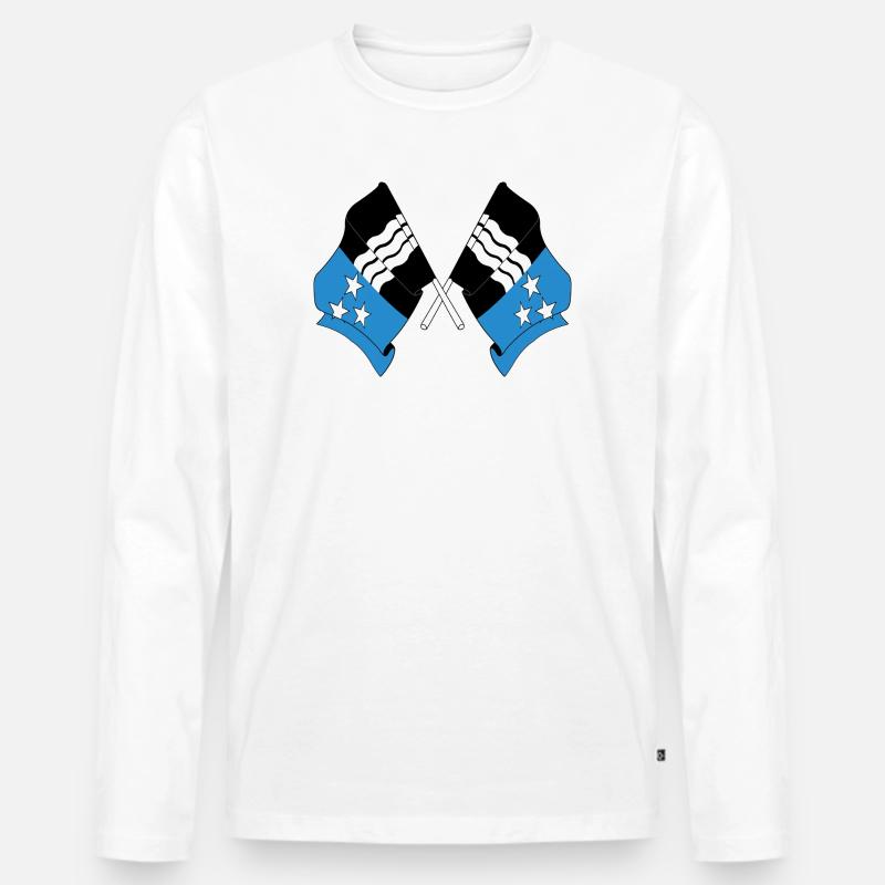 Zwei Flaggen der Aargauer Schweiz - Männer Premium Bio Langarmshirt - Weiß