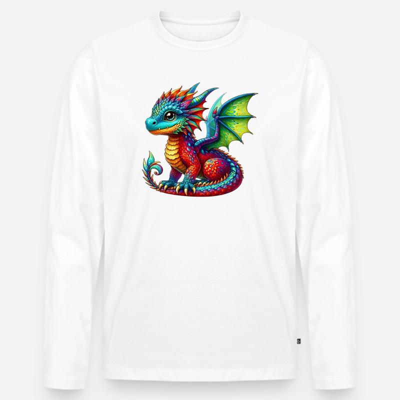 Drache - Männer Premium Bio Langarmshirt - Weiß