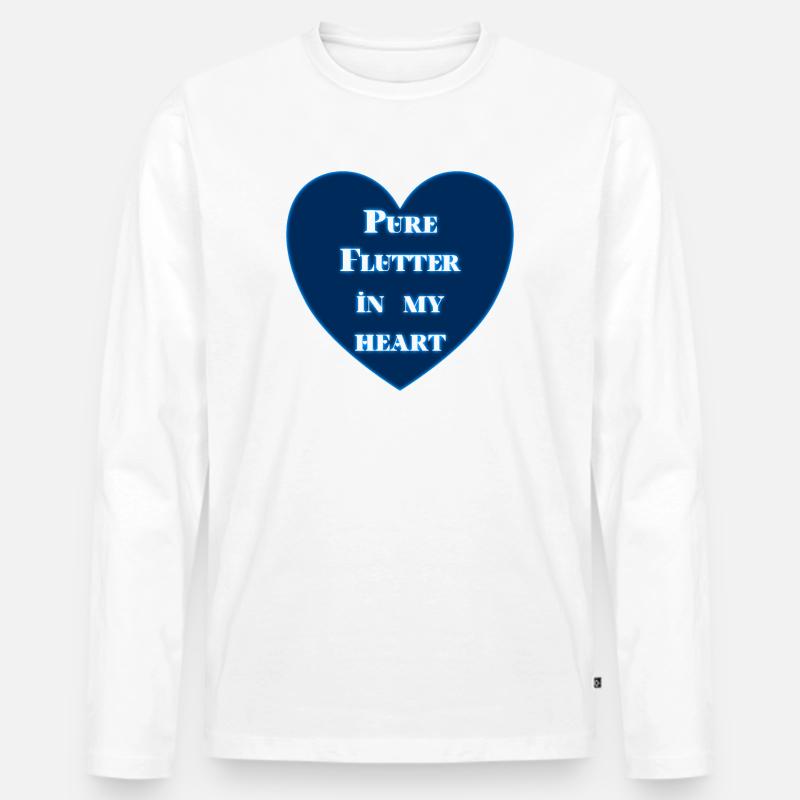 Pure Flutter In My Heart - Männer Premium Bio Langarmshirt - Weiß