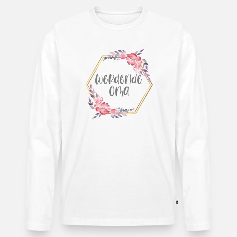 Boho werdende Oma Schwangerschaft Geschenk - Männer Premium Bio Langarmshirt - Weiß