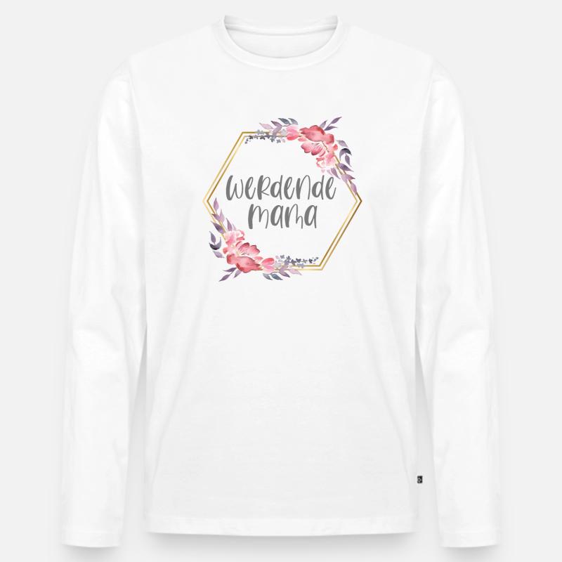 Boho Mama Schwangerschaft Geschenk - Männer Premium Bio Langarmshirt - Weiß
