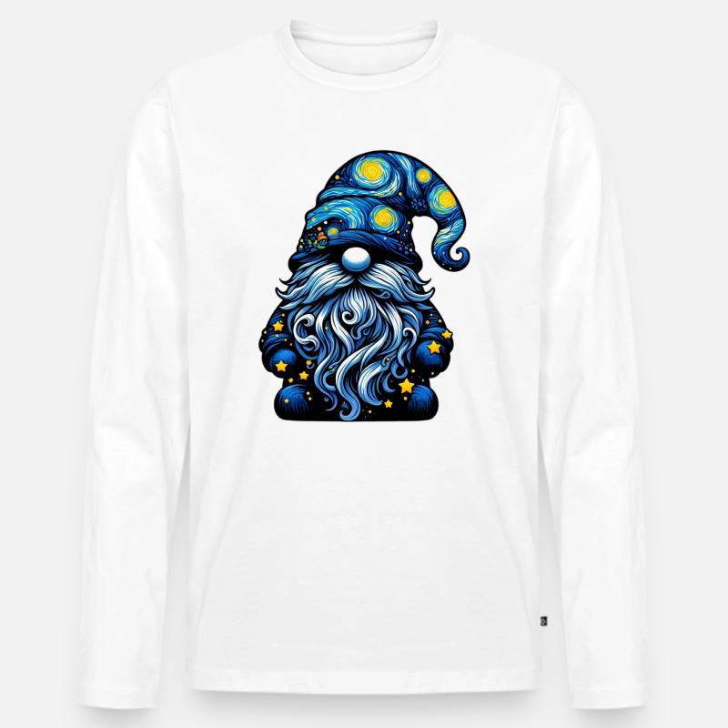 Gnom - Männer Premium Bio Langarmshirt - Weiß