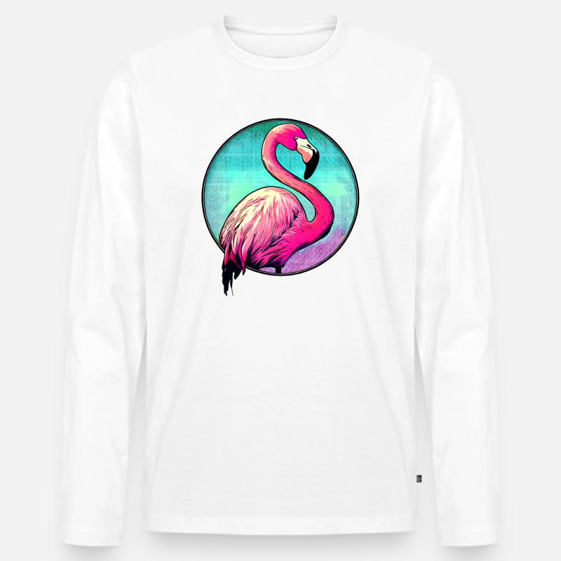 Flamingo - Männer Premium Bio Langarmshirt - Weiß
