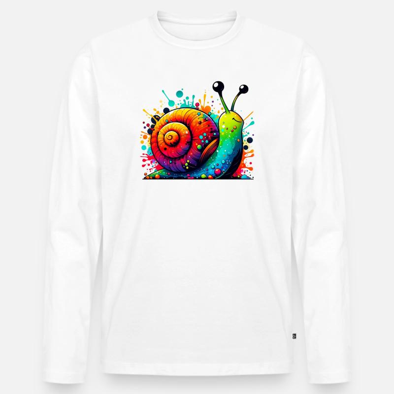 Schnecke - Männer Premium Bio Langarmshirt - Weiß