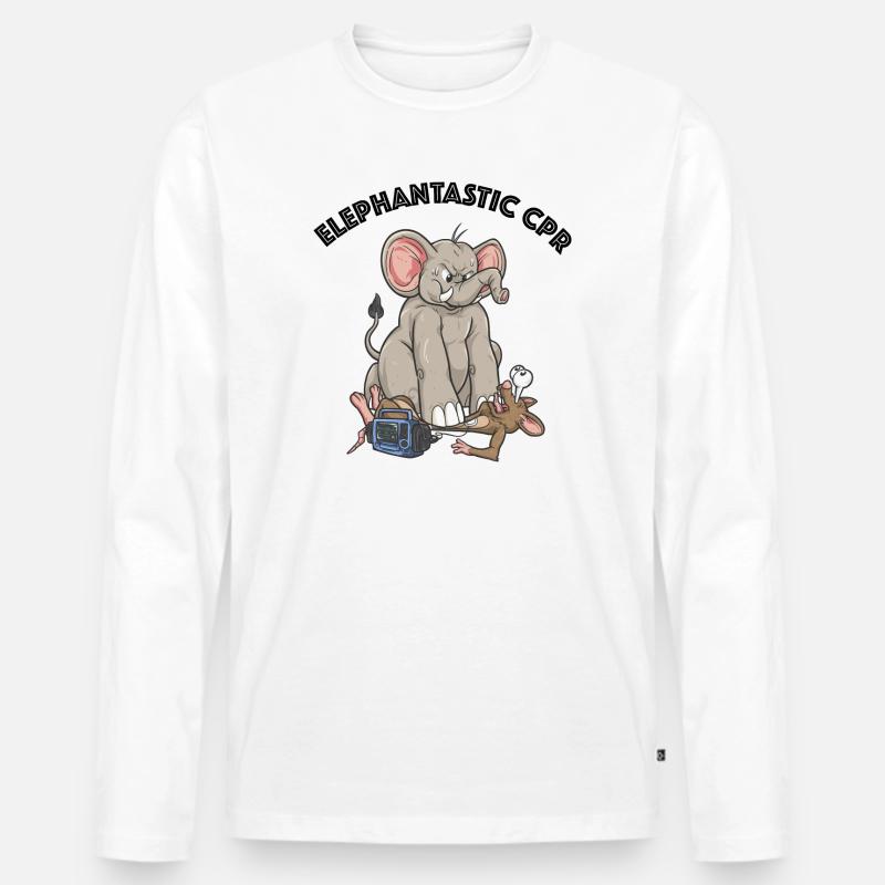 CPR Cartoon - Elephantasric CPR - Männer Premium Bio Langarmshirt - Weiß