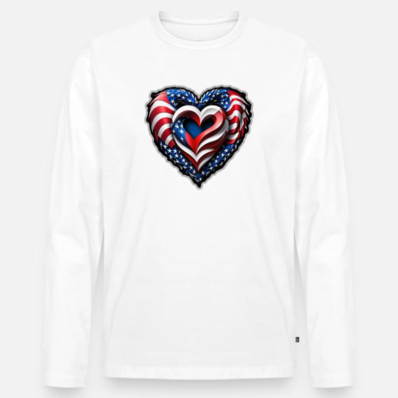 Das Herz - Männer Premium Bio Langarmshirt - Weiß