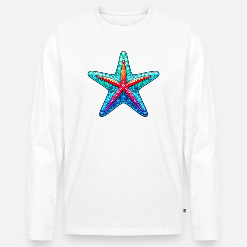 Seestern - Männer Premium Bio Langarmshirt - Weiß