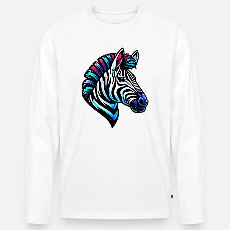 Zebra - Männer Premium Bio Langarmshirt - Weiß