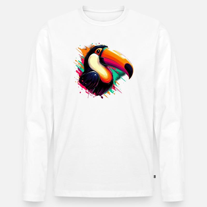 Tukan - Männer Premium Bio Langarmshirt - Weiß