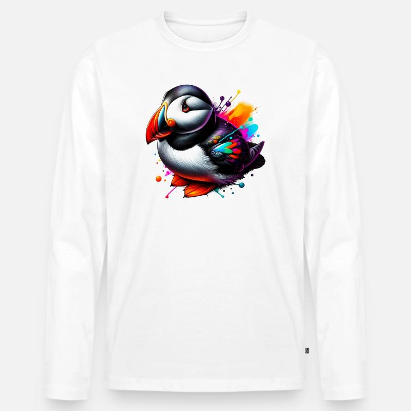 Papageitaucher - Männer Premium Bio Langarmshirt - Weiß