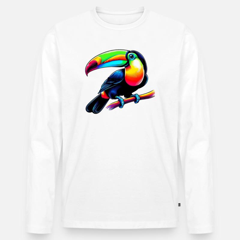 Tukan - Männer Premium Bio Langarmshirt - Weiß