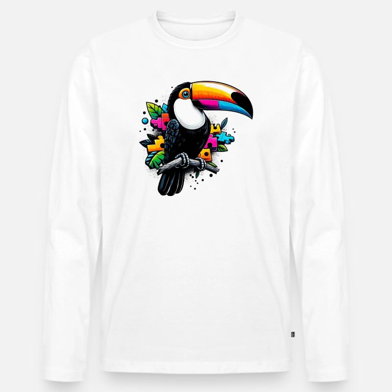 Tukan - Männer Premium Bio Langarmshirt - Weiß