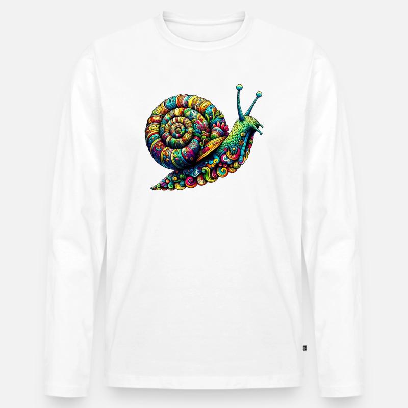 Schnecke - Männer Premium Bio Langarmshirt - Weiß
