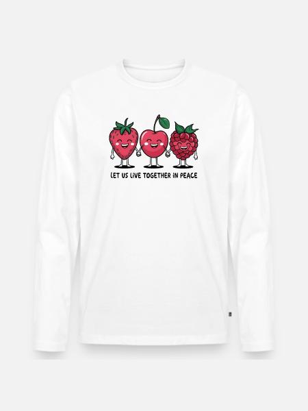 Berries of Peace - Men's Premium Organic Long Sleeve Shirt - white