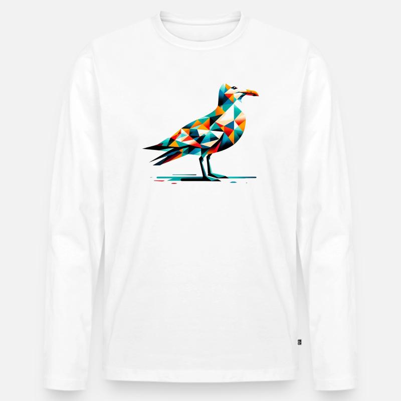 Möwe - Männer Premium Bio Langarmshirt - Weiß
