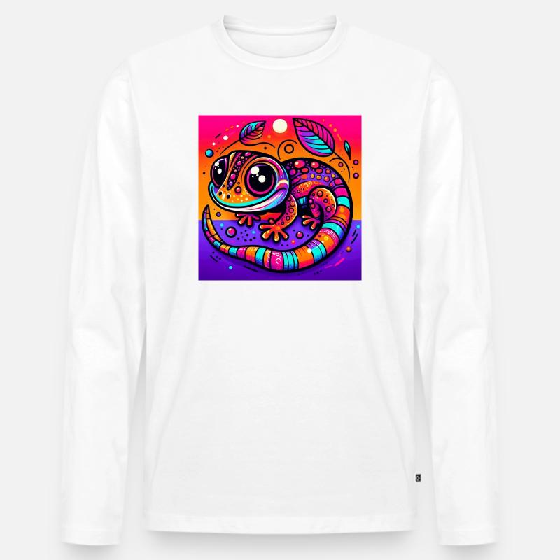Gecko - Männer Premium Bio Langarmshirt - Weiß