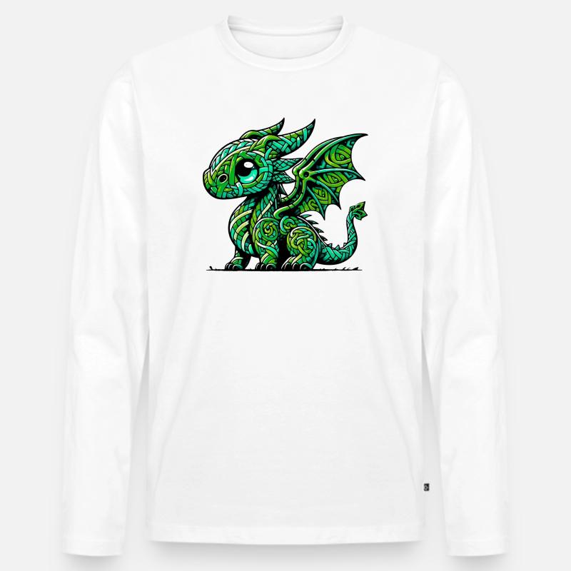 Drache - Männer Premium Bio Langarmshirt - Weiß