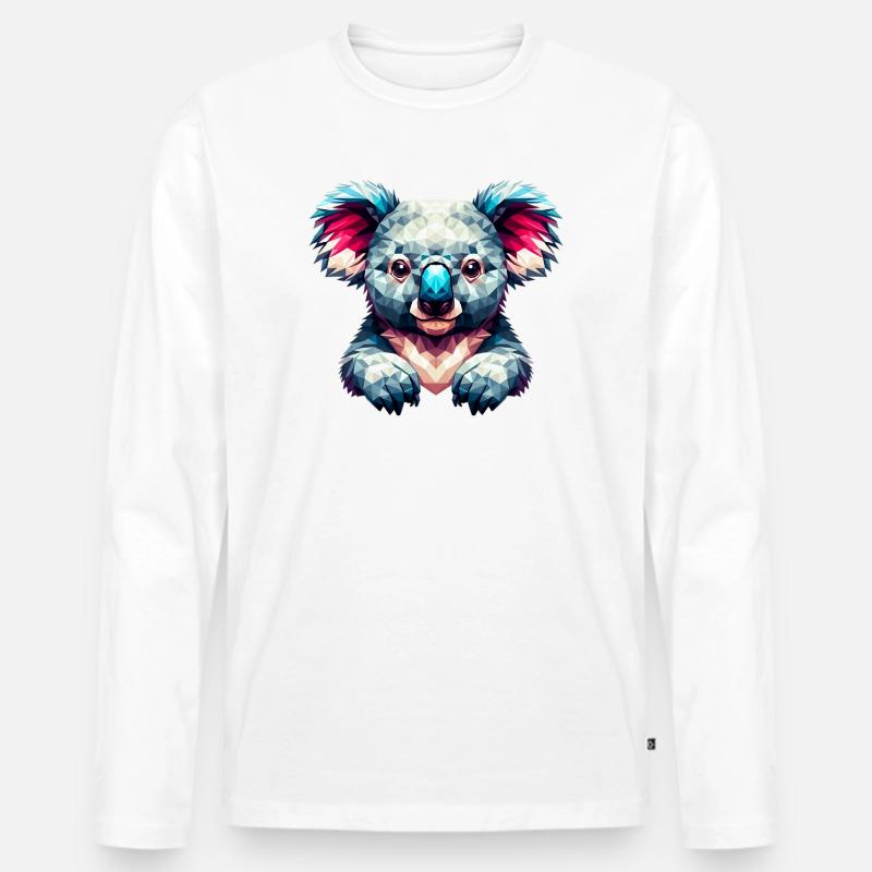 Polygonaler Koala - Männer Premium Bio Langarmshirt - Weiß