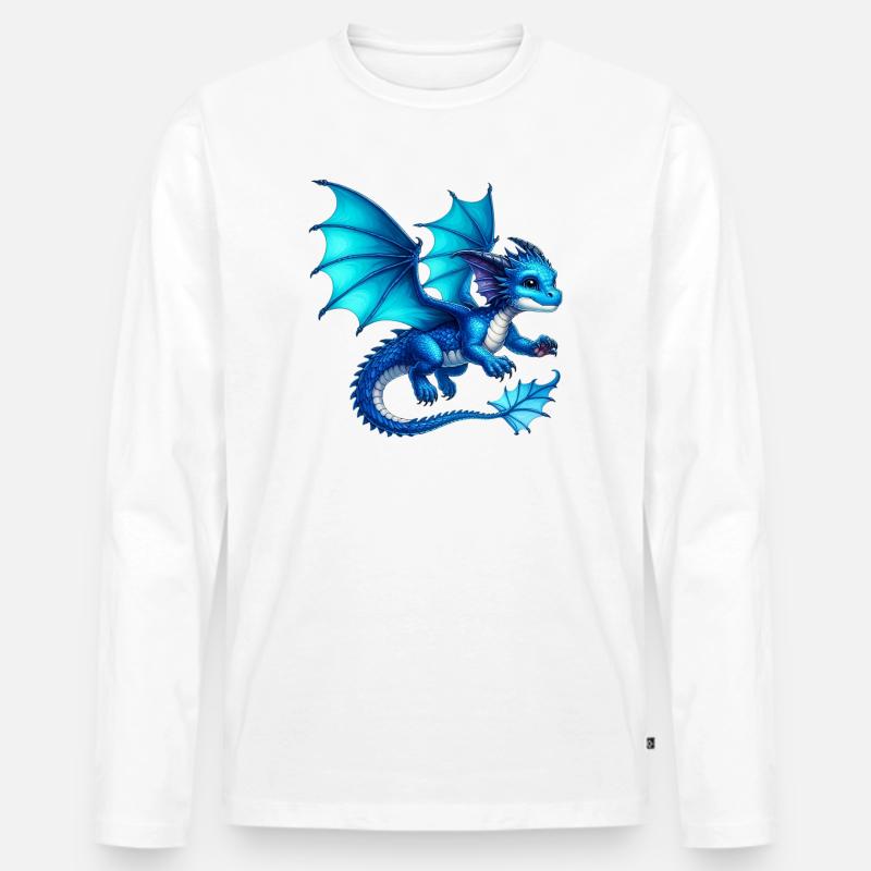 Drache - Männer Premium Bio Langarmshirt - Weiß
