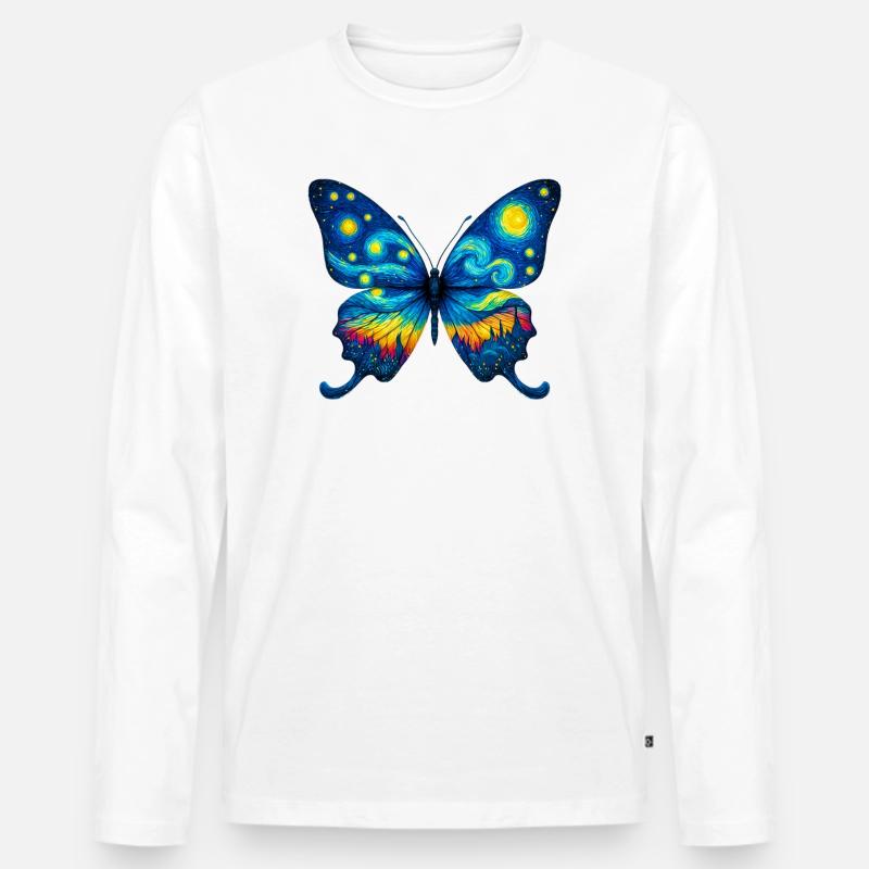 Schmetterling - Männer Premium Bio Langarmshirt - Weiß