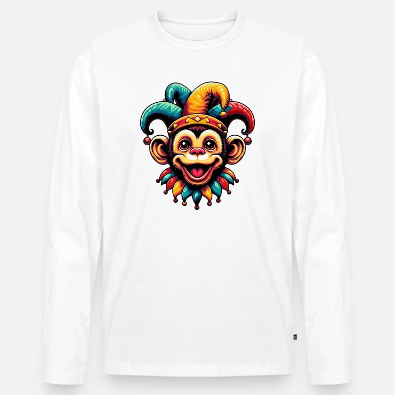 Affennarr - Männer Premium Bio Langarmshirt - Weiß