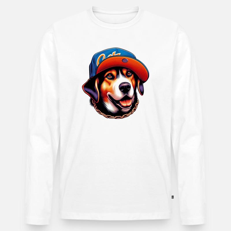 Hund - Männer Premium Bio Langarmshirt - Weiß