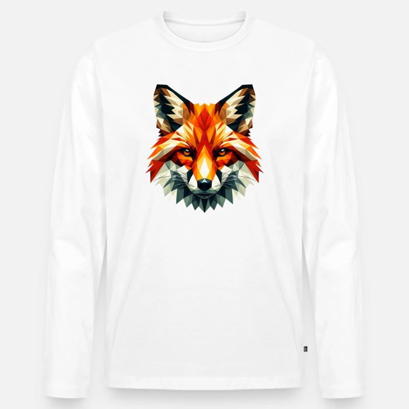 Polygonaler Fuchs - Männer Premium Bio Langarmshirt - Weiß