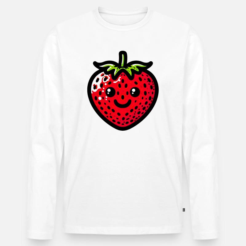 Erdbeeren Erdbeeren - Männer Premium Bio Langarmshirt - Weiß