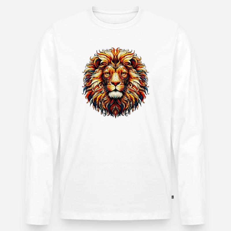 Löwe - Männer Premium Bio Langarmshirt - Weiß