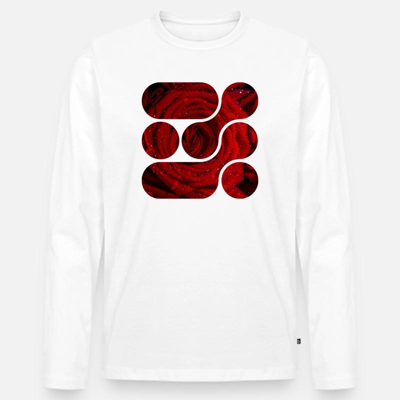 OCHOOO - Rote Rose - Männer Premium Bio Langarmshirt - Weiß