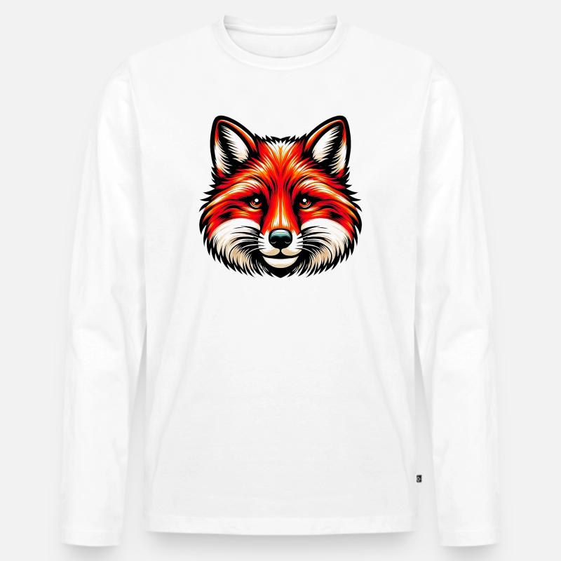 Fuchs - Männer Premium Bio Langarmshirt - Weiß