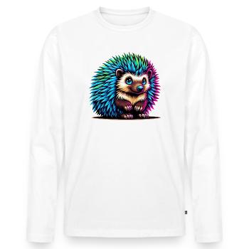 Igel - Männer Premium Bio Langarmshirt - Weiß - Vorne - Nico (187cm)