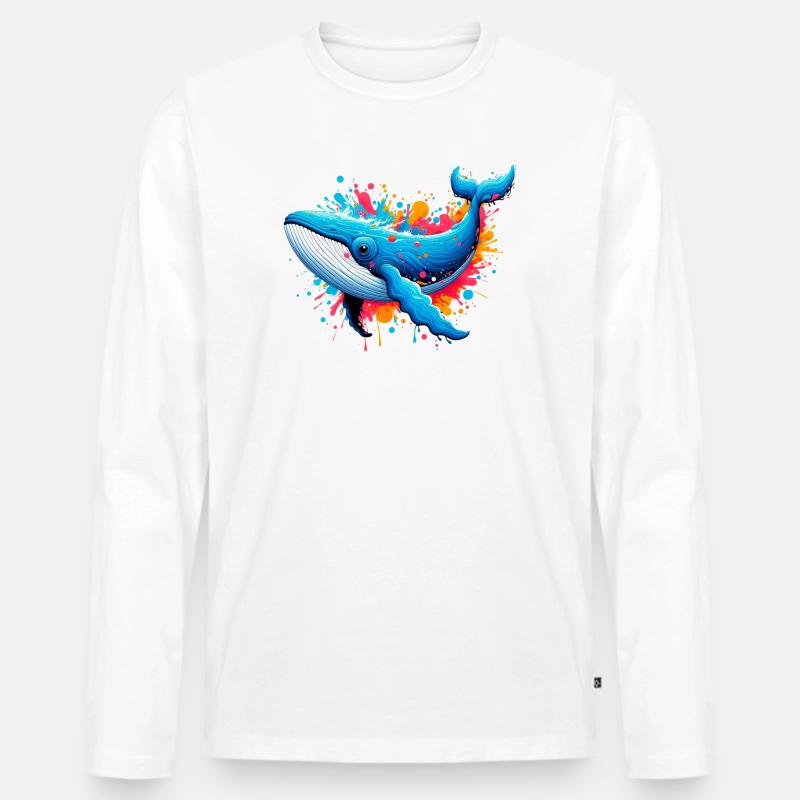 Wal - Männer Premium Bio Langarmshirt - Weiß