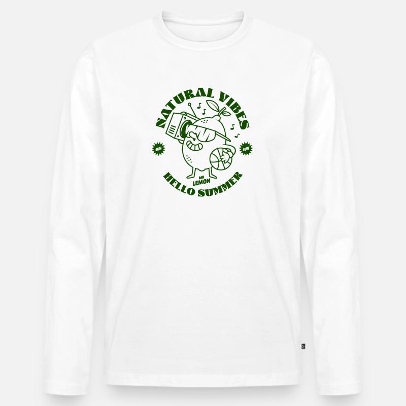 Zitronengrün - Männer Premium Bio Langarmshirt - Weiß