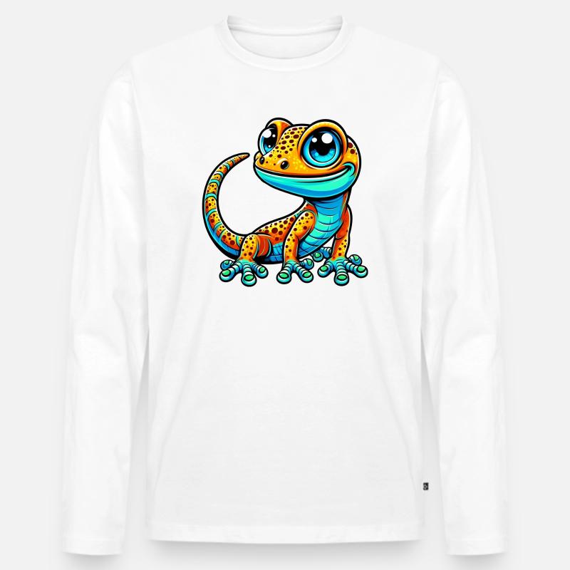 Gecko - Männer Premium Bio Langarmshirt - Weiß