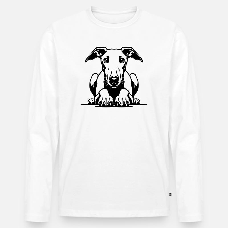 Whippet Kopf mit Pfoten - Männer Premium Bio Langarmshirt - Weiß