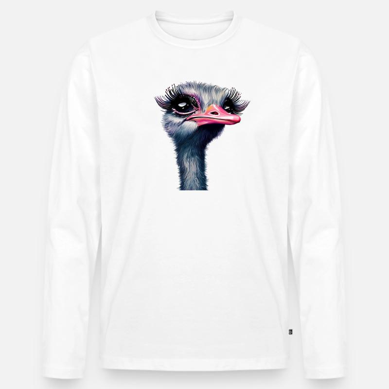 Straußen-Make-up - Männer Premium Bio Langarmshirt - Weiß