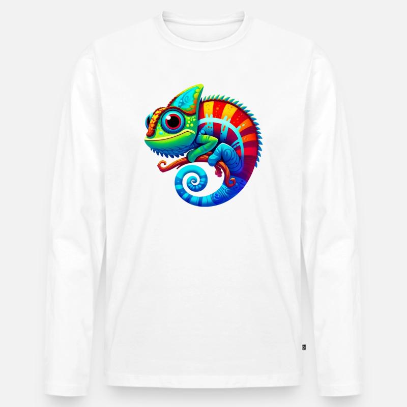Chamäleon - Männer Premium Bio Langarmshirt - Weiß