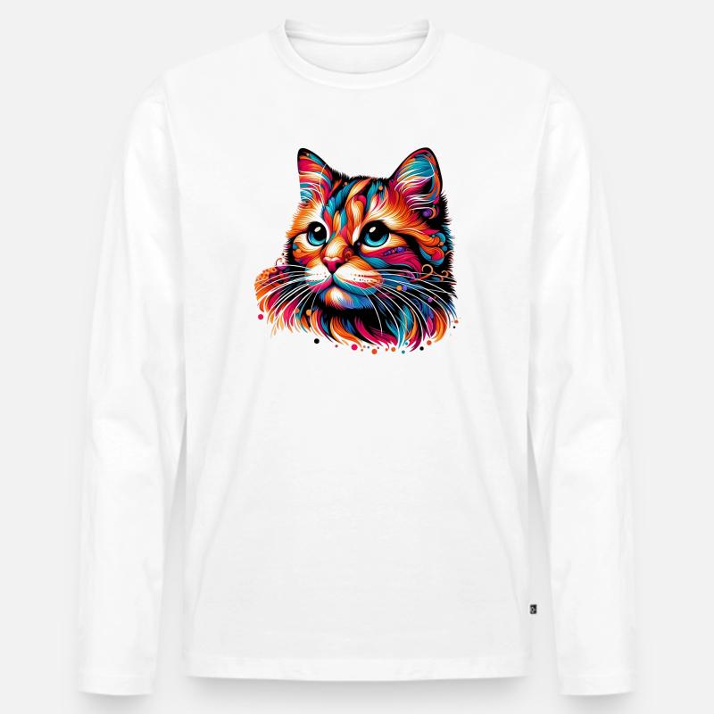Katze - Männer Premium Bio Langarmshirt - Weiß