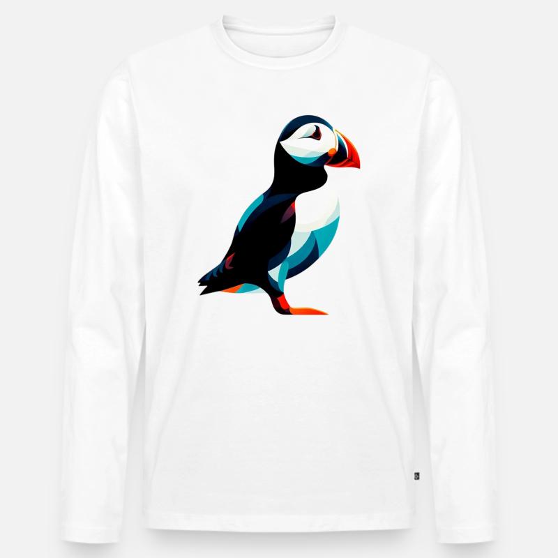 Papageitaucher - Männer Premium Bio Langarmshirt - Weiß