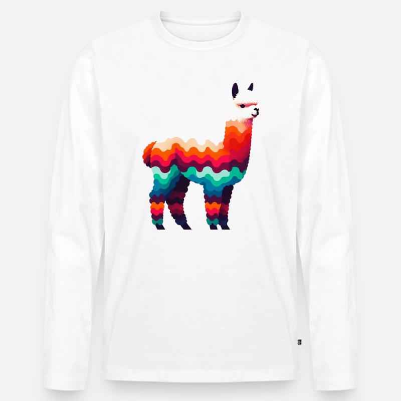 Alpaka - Männer Premium Bio Langarmshirt - Weiß