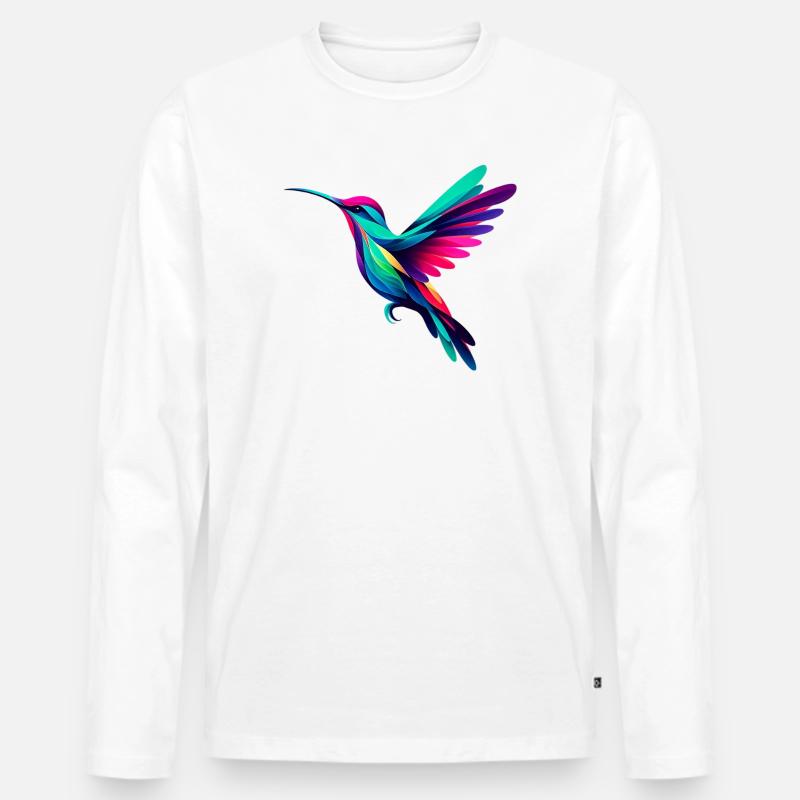 Kolibri - Männer Premium Bio Langarmshirt - Weiß