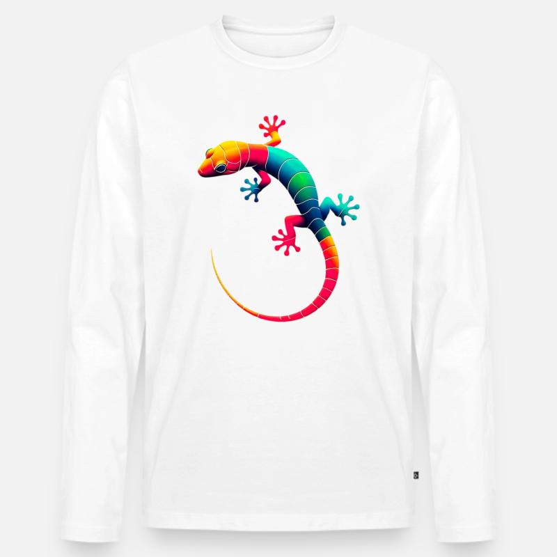 Gecko - Männer Premium Bio Langarmshirt - Weiß