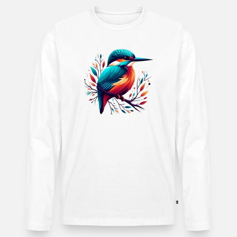 Eisvogel - Männer Premium Bio Langarmshirt - Weiß