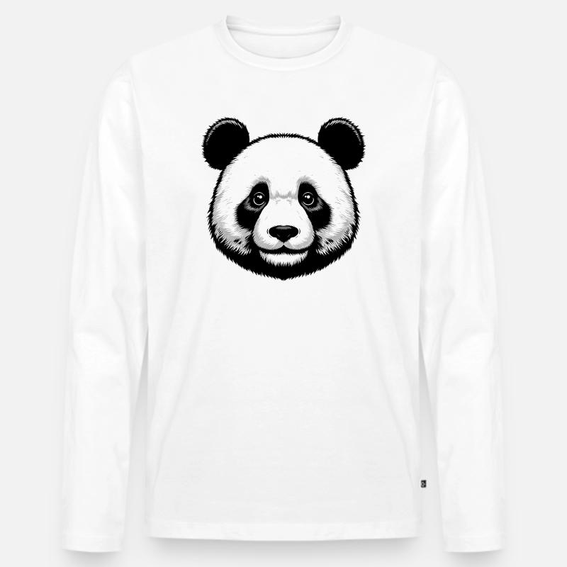 Panda - Männer Premium Bio Langarmshirt - Weiß